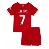 Camiseta Liverpool Luis Diaz #7 Primera Equipación Replica 2023-24 para niños mangas cortas (+ Pantalones cortos)